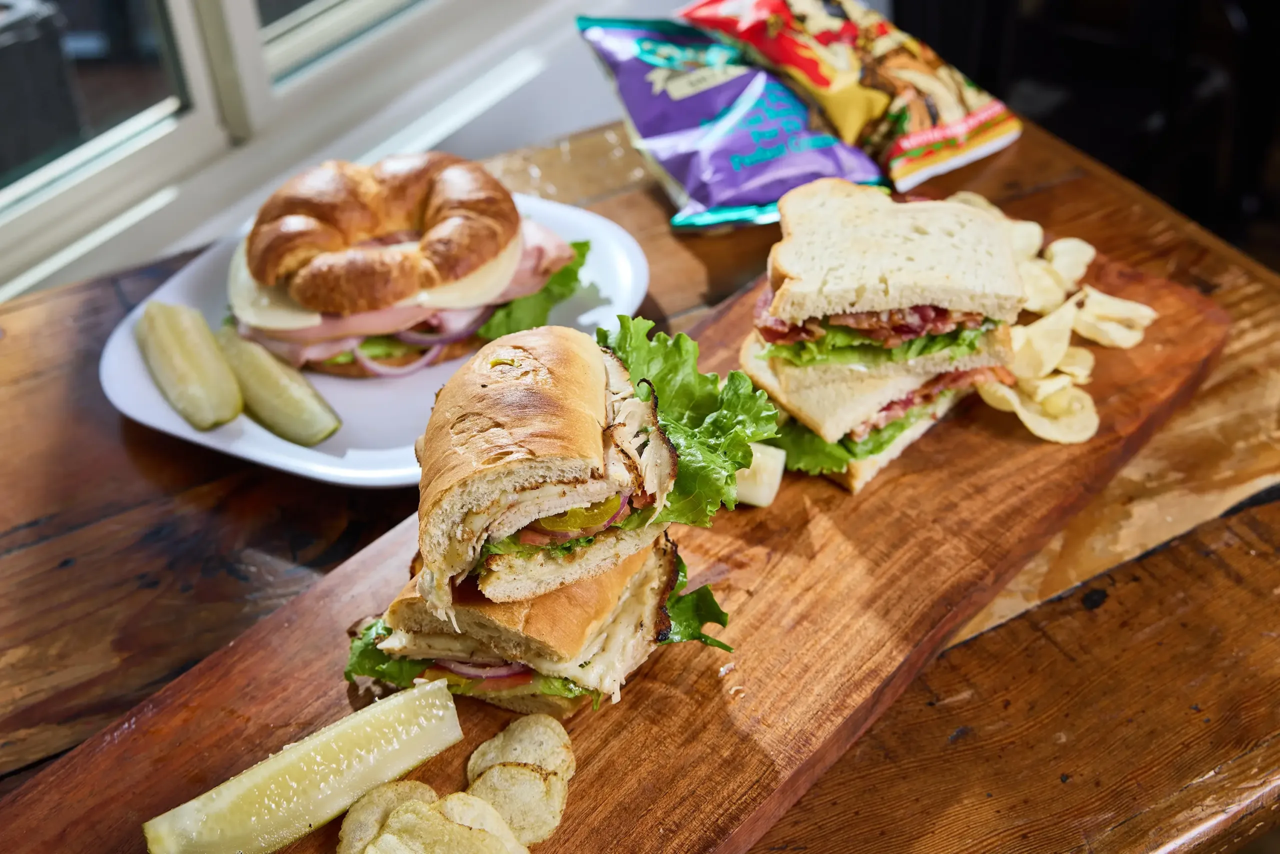 Plates with sandwiches
