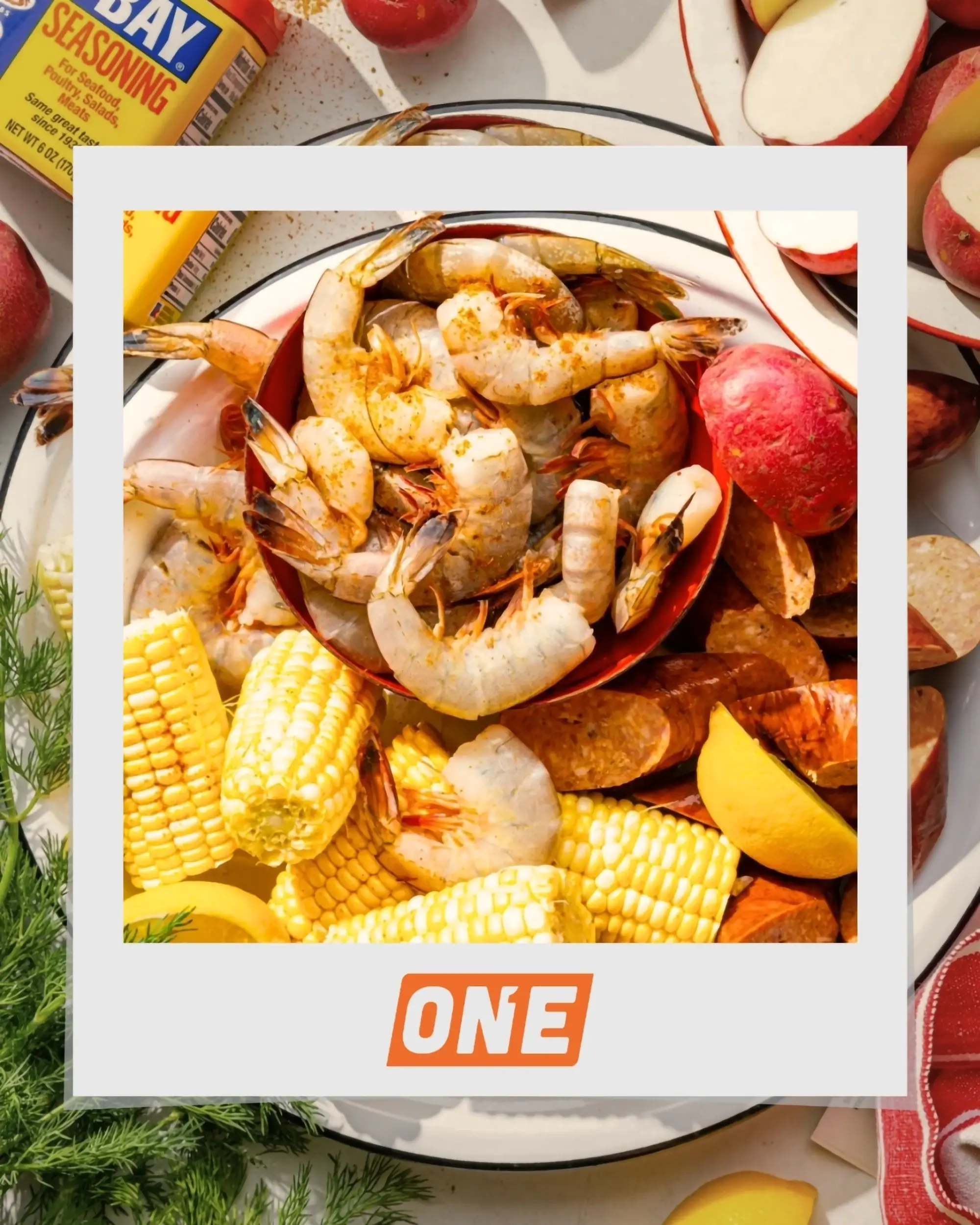 social-media-template-fairfax-va A plate of seafood behind a branded photo frame